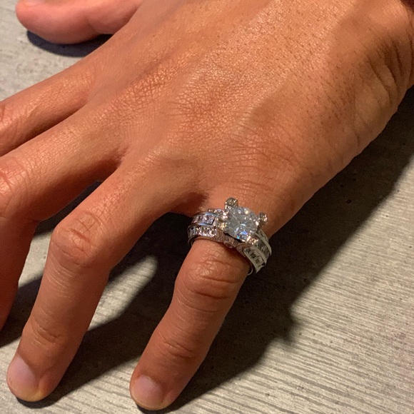 925 Silver Wedding Rings Round Cut White sapphire - Picture 5 of 7